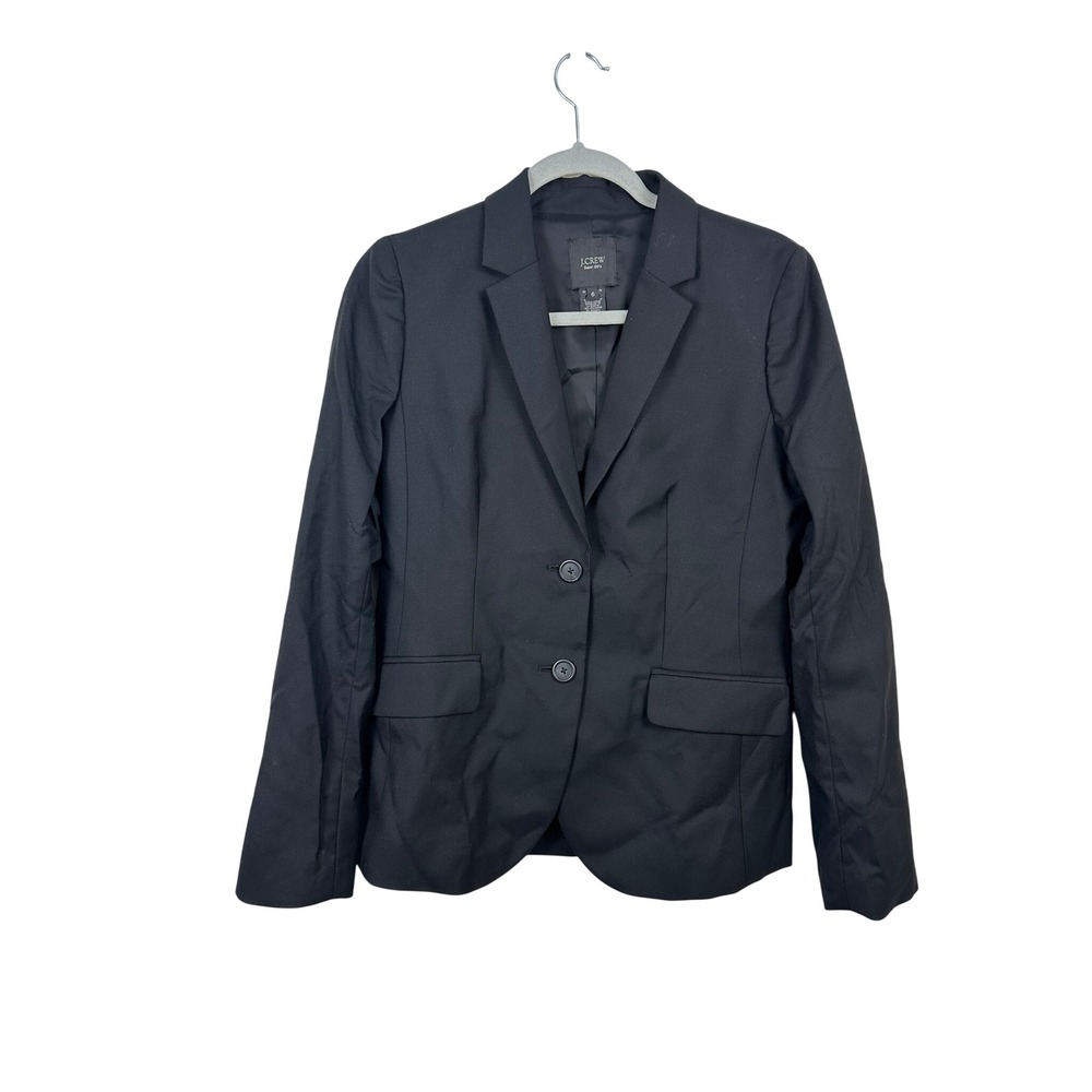 J.Crew Blazer Womens 6 Black Excellent Super 120s Wool Two-Button Tailored
